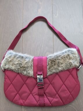 Quilted Faux-Fur Trim Crossbody Bag in Raspberry - Bath & Body Works